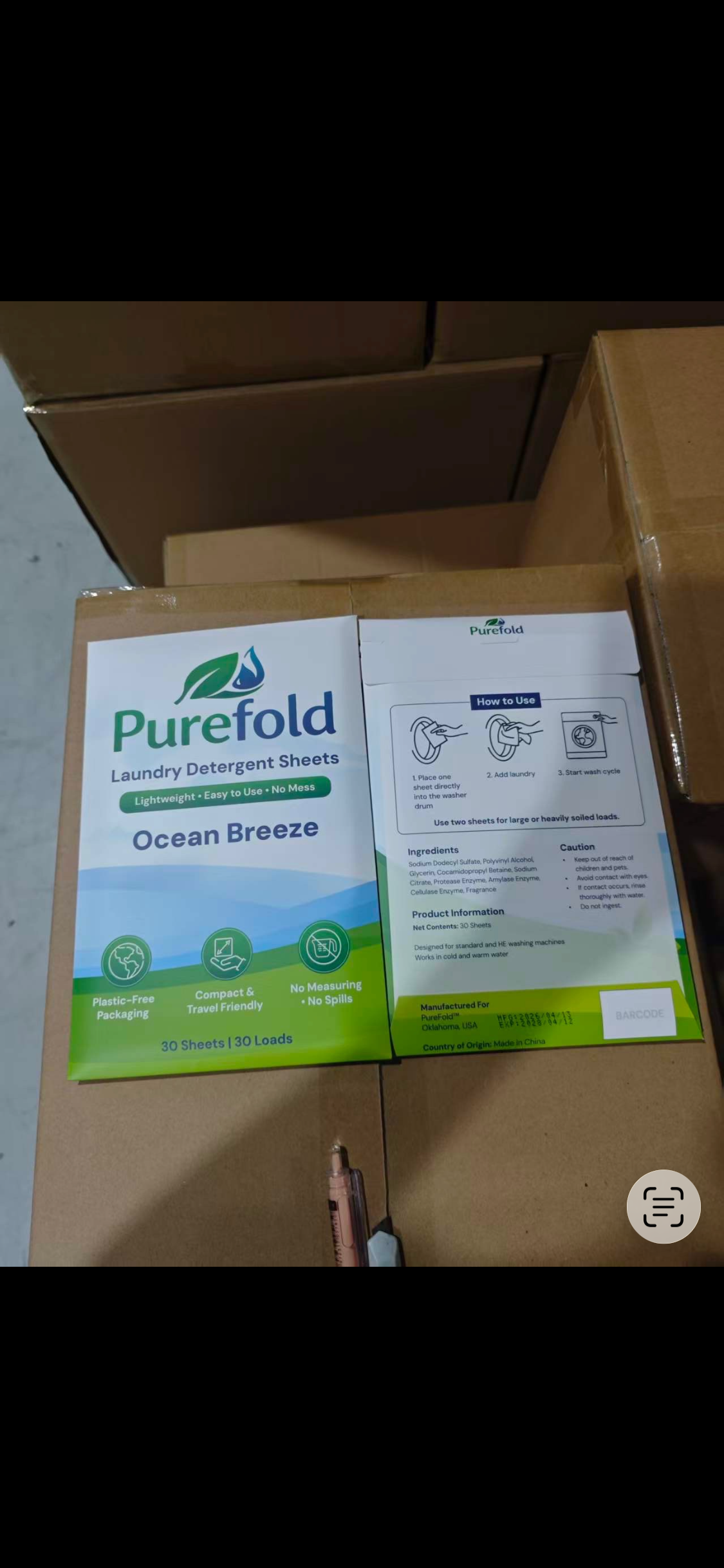 PureFold Laundry Detergent Sheets – 30 Loads (Ocean Breeze)
